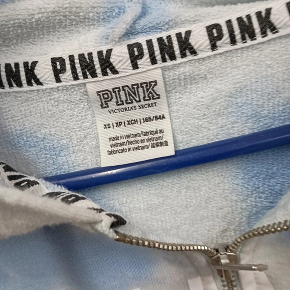 Pink Victoria's secret Extra small blue and white tie dye zip up hoodie - Picture 3 of 7